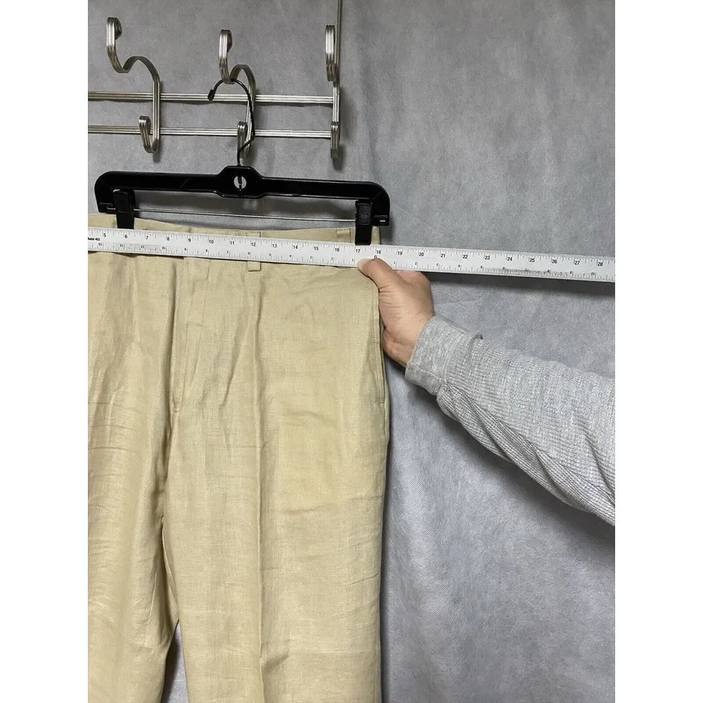 Calvin Klein Pants 36 X 25.5‎ Beige Linen Slacks Chino Casual Hybrid Golf Beach